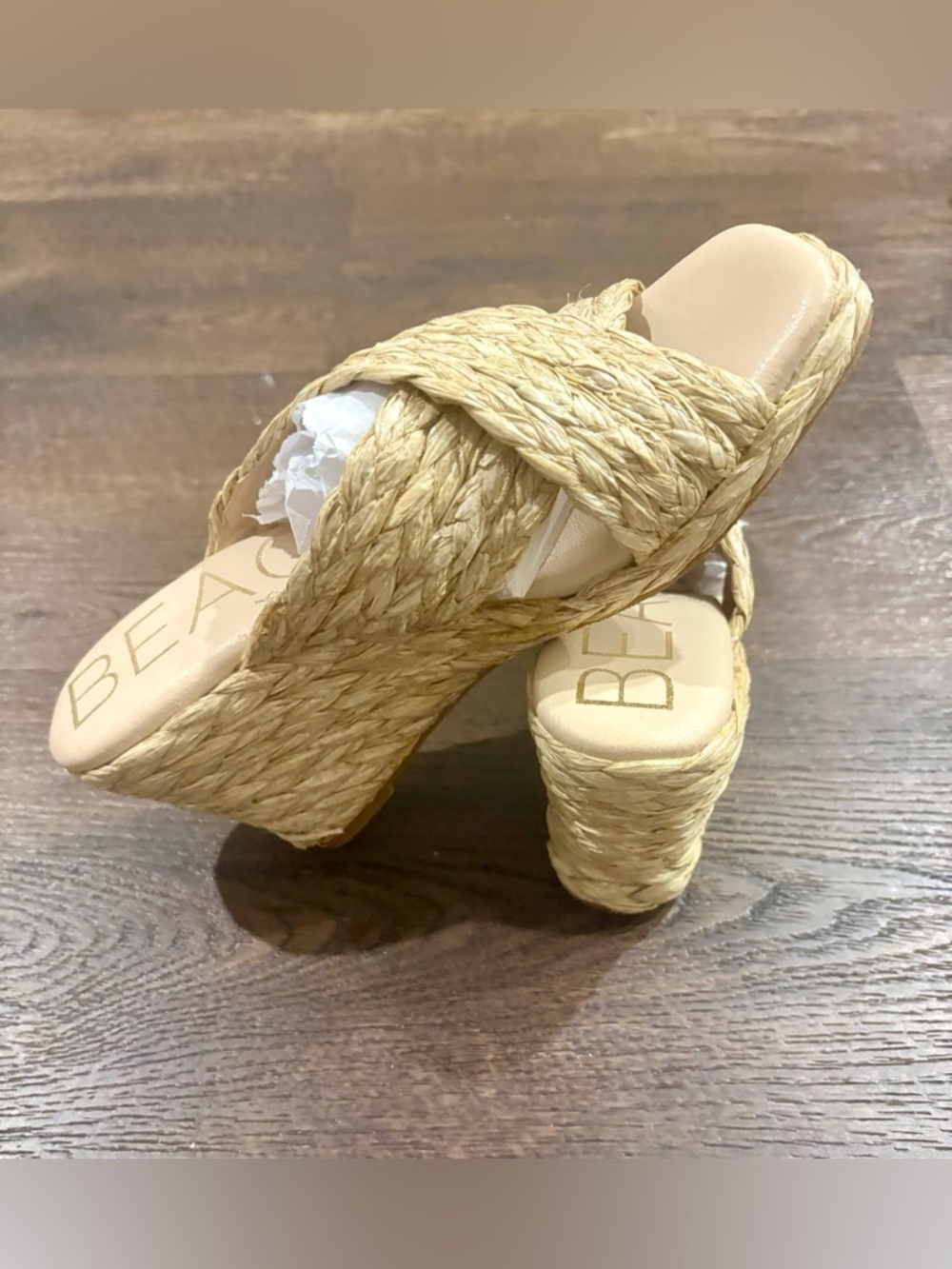 Tuckernuck by Mules Woven Straw Platform Sandals in Natural
